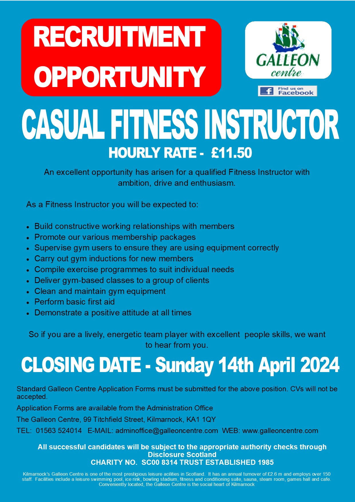 CASUAL FITNESS INST closing date 14.04.24