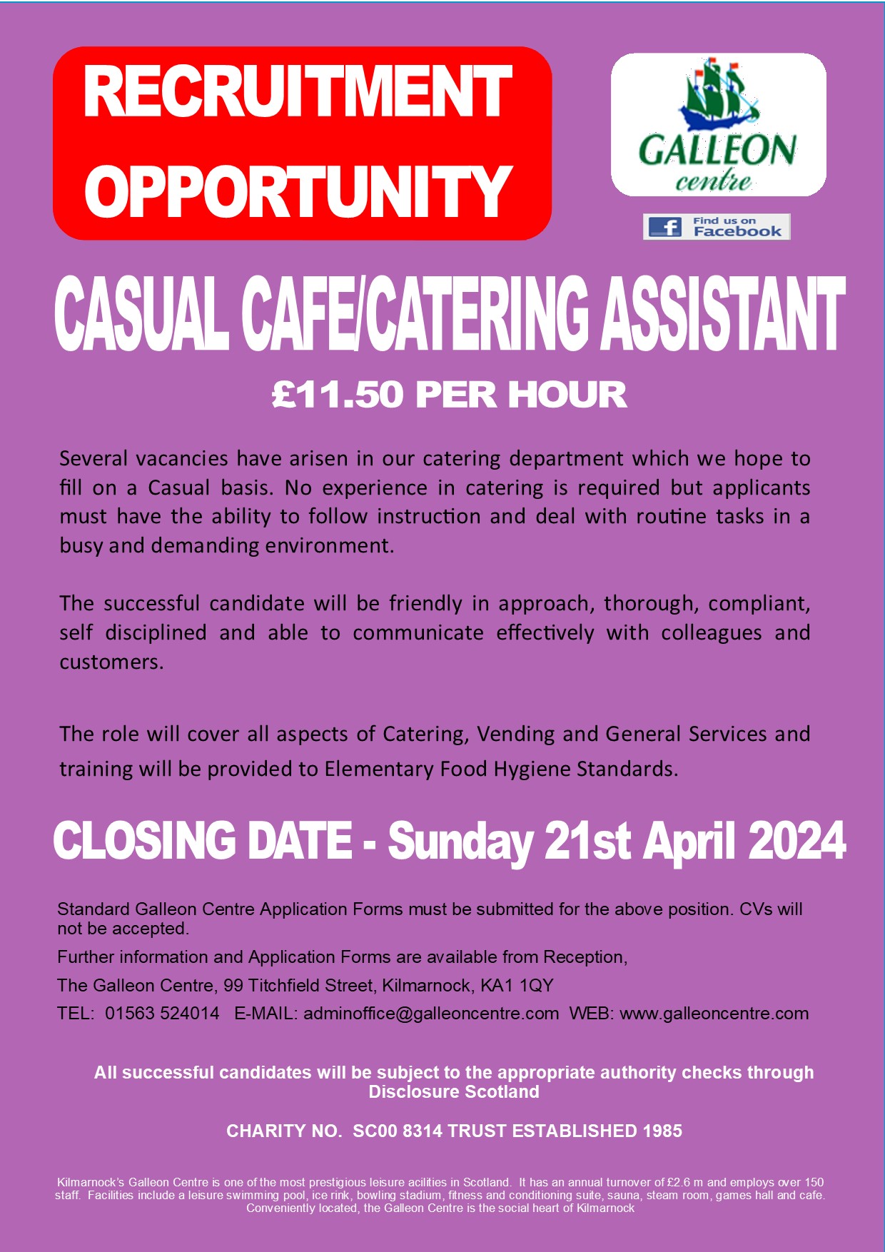 CASUAL CATERING ASSISTANT Closing Date 21.04.24.pub