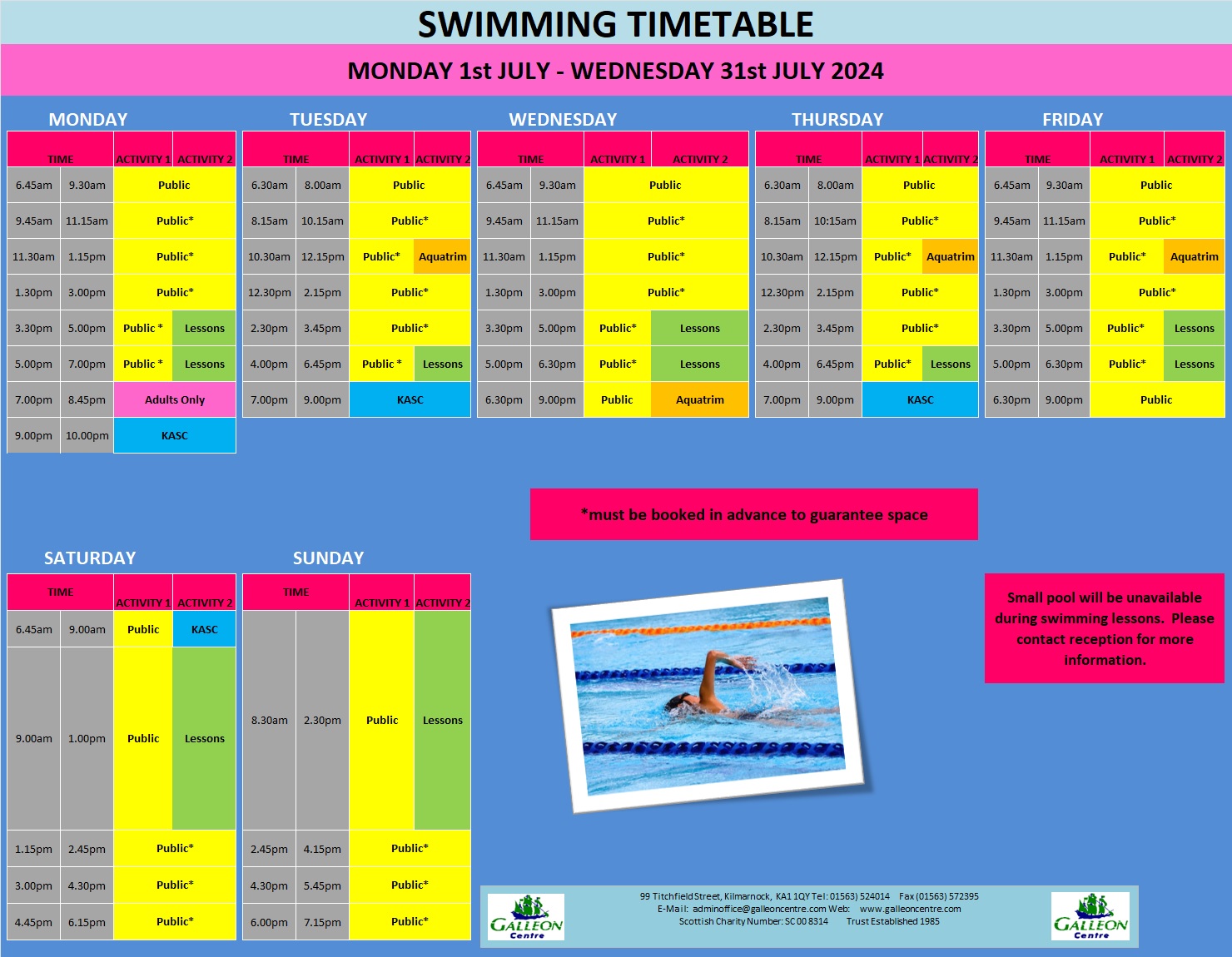 POOL TIMETABLE FROM 01.07.24 31.07.24