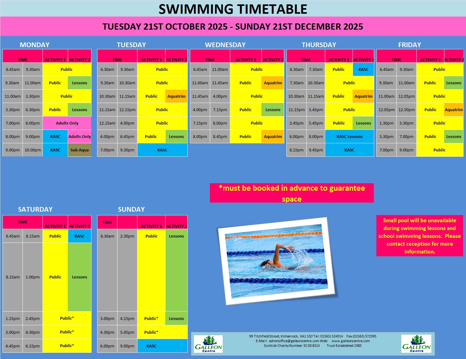 POOL TIMETABLE FROM 21.10.25 21.12.25