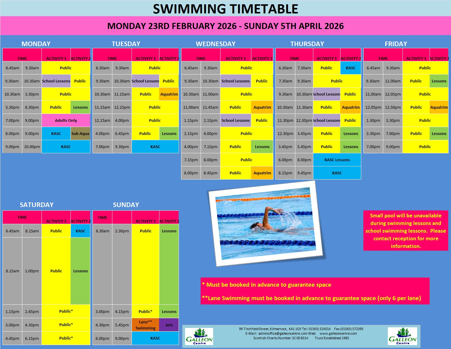 POOL TIMETABLE FROM 23.02.26 05.04.26